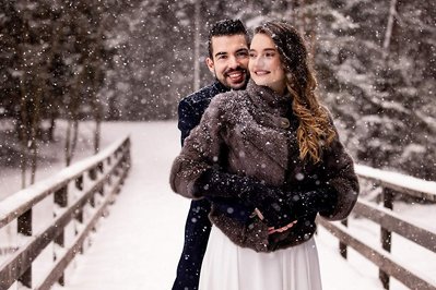 Brautpaarfotos, Brautpaar, Winterhochzeit, Hochzeitsfotografie, Paarfoto, Schnee, Seefeld