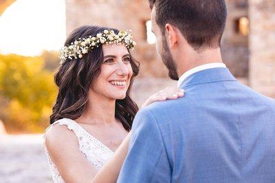 Paarshooting während einer Hochzeit in Griechenland. Hochzeitsfotografie