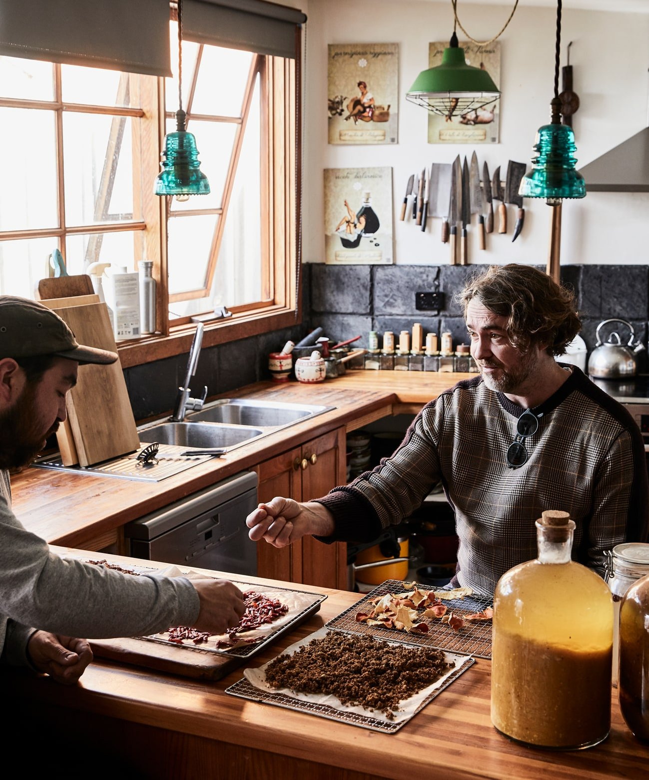 two men tasting food in Hobart, Tasmania by food photographers Nic Gossage