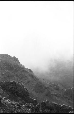 Photographie de l'Etna en argentique en noir et blanc