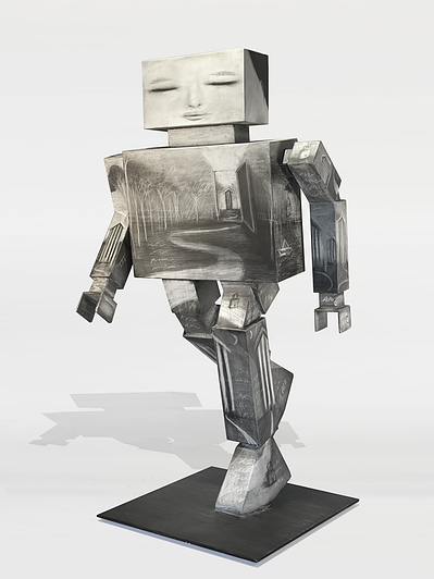 CONEXIÓN 
Year: 2023
Artist: Yuri Zatarain
Metal sculpture & pencil.
Measures: 1.20 L x  .80 L  mts.