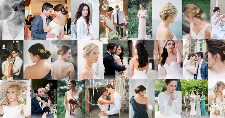 collage of wedding hairstyles by Andy Tseng Vancouver wedding hairstylist.