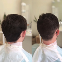 Caucasian men's haircut from back look