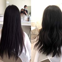 Asian girl haircut, Korean style from the back.