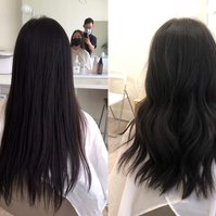 Asian girl haircut, Korean style from the back.