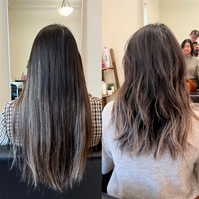 Asian woman long haircut