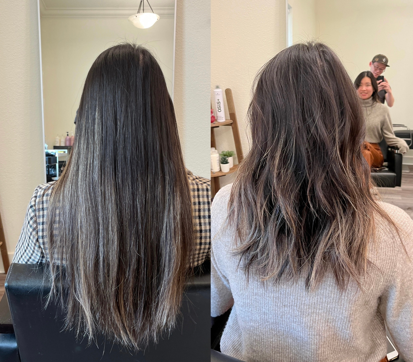 Asian woman long haircut