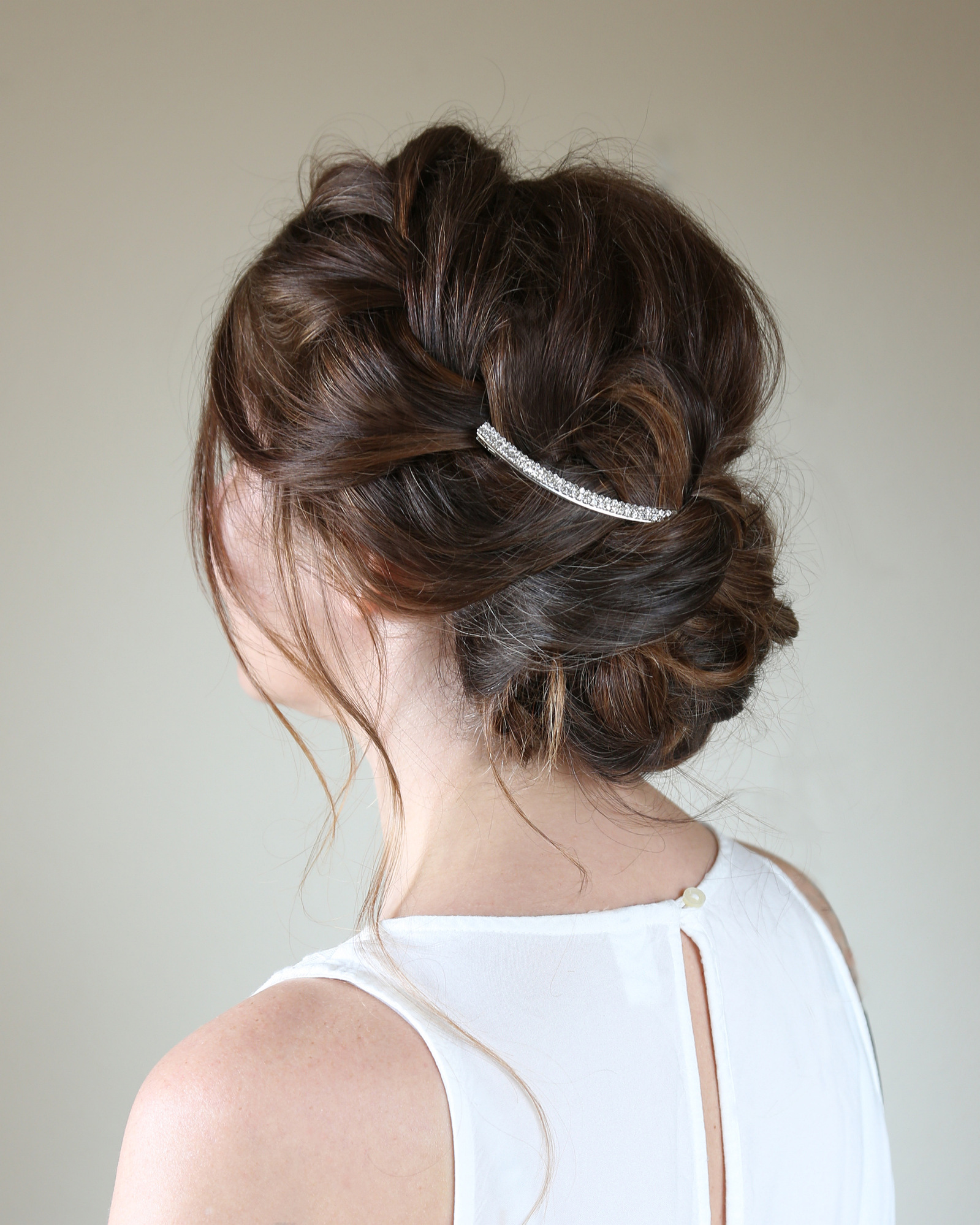effortless low chignon, soft low bun with face-framing