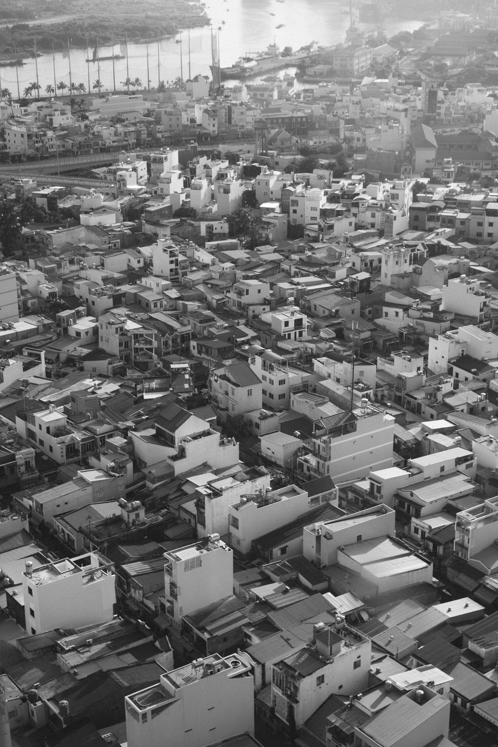 Bird eye view of city district in Vietnam