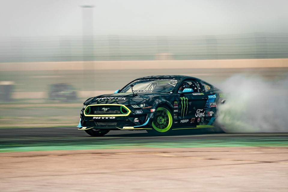 Ford Mustang drift car at Gridlife Alpine Horizon Festival, Pikes Peak International Raceway, 2022