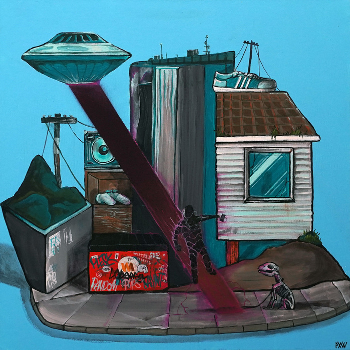Paul X Walsh
Take Me Away
460 x 460mm
Acrylic, spray paint on canvas
$220