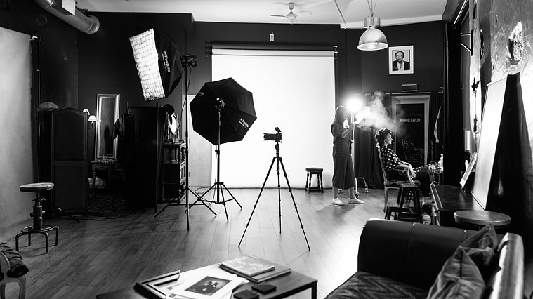 Preparations in the studio