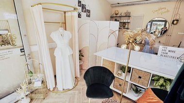 Beautiful, modern, fashion forward bridal boutique Dandelions and Pearls in Cockington Court, Devon