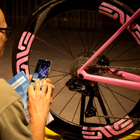 Tadej Pogacar's pink Colnago with ENVE wheels.