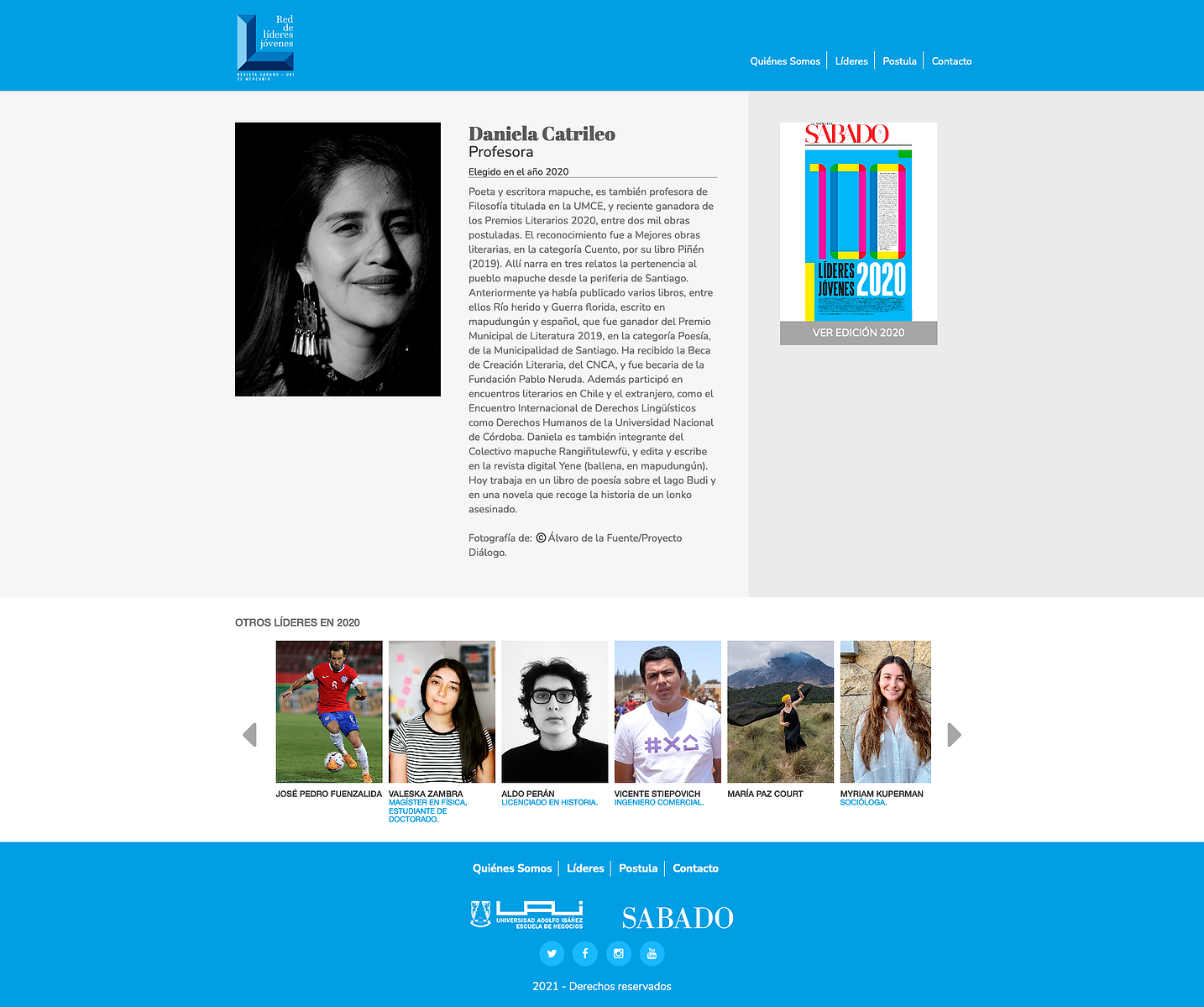 Daniela Catrileo entre los 100 líderes jóvenes elegidos por el diario El Mercurio