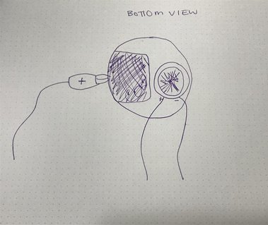 Bottom view of the compact mirror assembly.