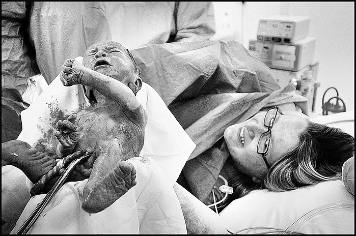 Birth giving in a hospital