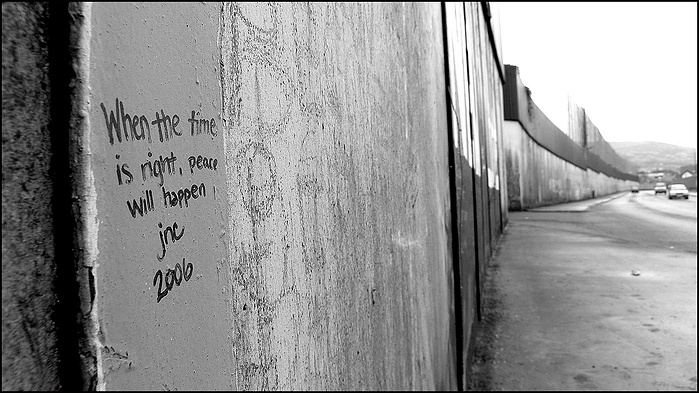 Peace line in south Belfast on Loyalists side