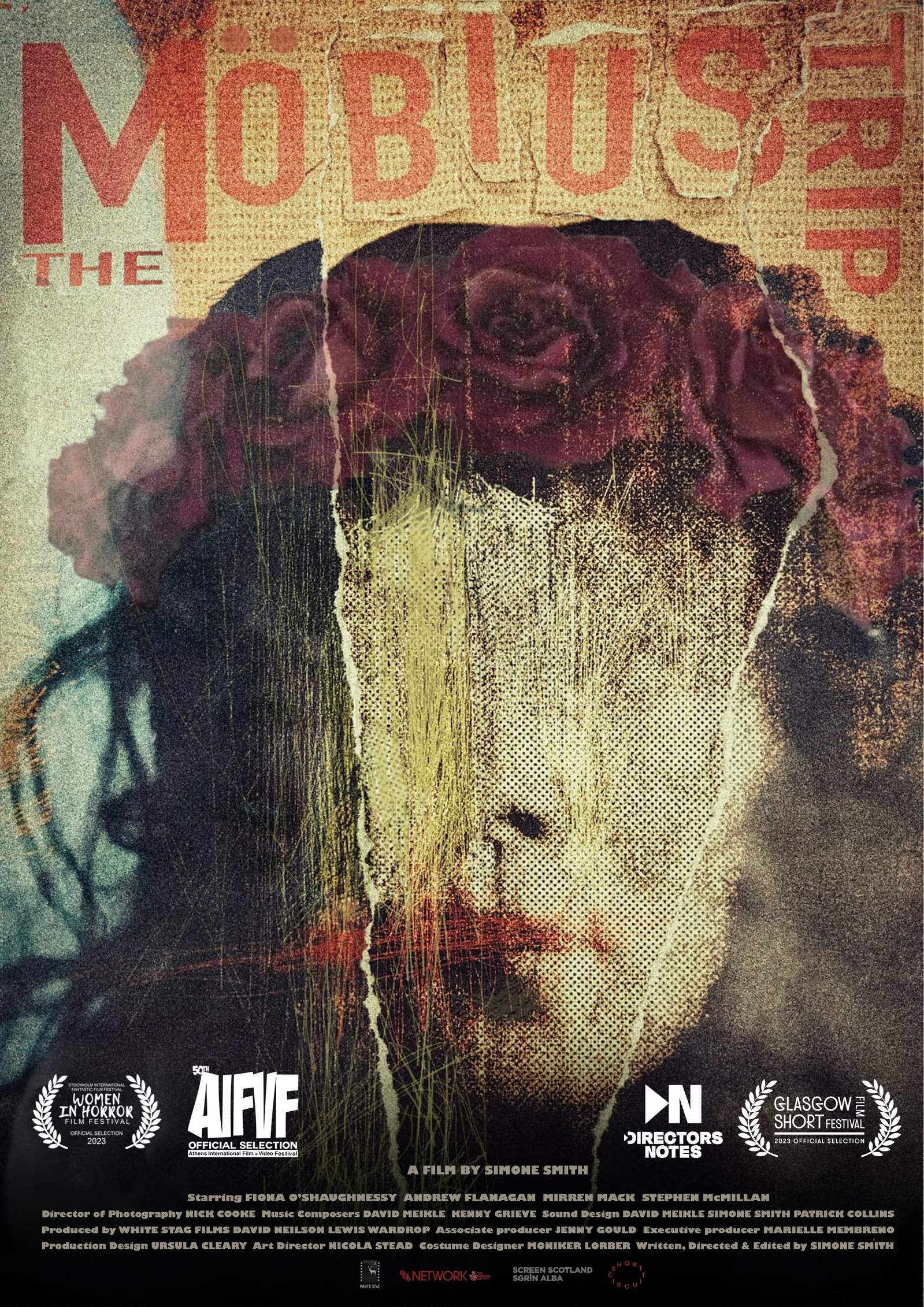 A woman's obscured face - film poster for THE MOBIUS TRIP