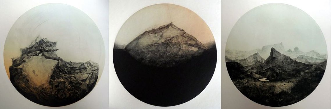 The gravures that Danielle presented at the CAL, all made with the softground technique.