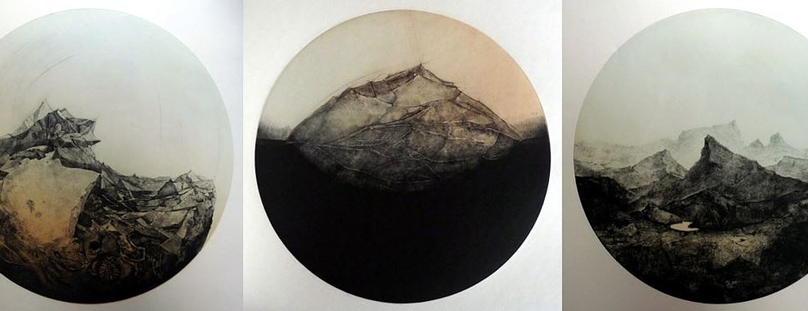 The gravures that Danielle presented at the CAL, all made with the softground technique.