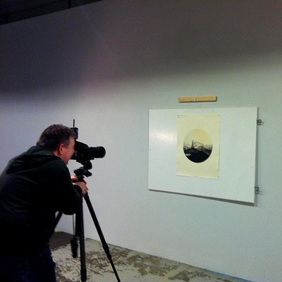 The PRINT MAKING exhibition at the CARRE in Luxembourg City, where Danielle's gravures are being photographed