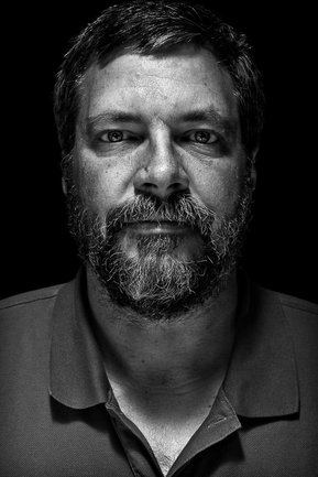 Gritty black and white portrait photo Thomas Knoll from the series Exteriors by Kelly Castro
