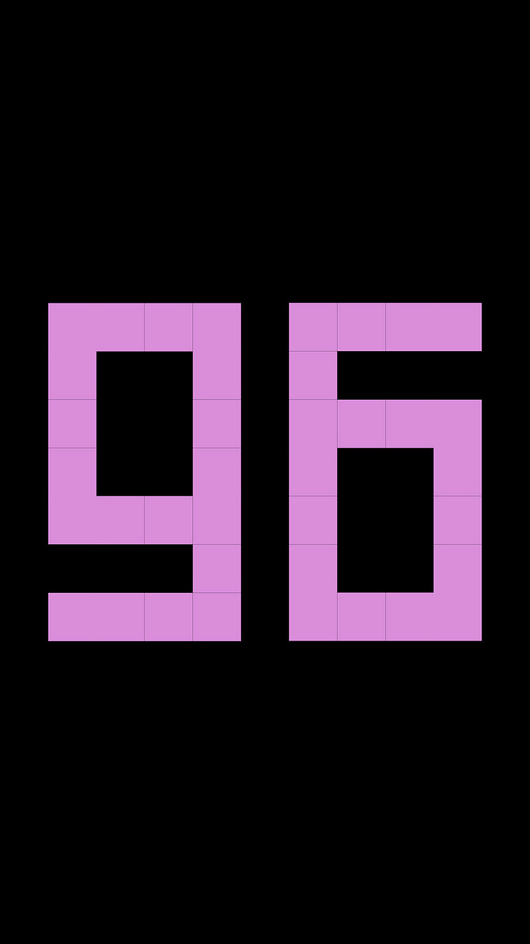 Nine Six, Ninety Six, Pink Rectangle, Font