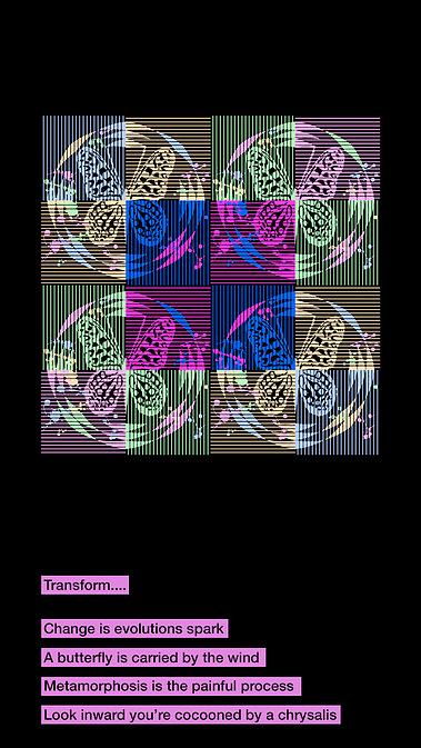 Metamorphosis Butterfly Pink Rectangle Art Portfolio John Waddington Artist Artwork Four Step Stanza