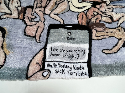 Eva Ostrowska&amp;amp;amp;amp;amp;#x27;s tapestry &amp;amp;amp;amp;amp;#x27;When She&amp;amp;amp;amp;amp;#x27;s Home Alone But You Have Better Things to Do&amp;amp;amp;amp;amp;#x27; explores themes of romance, deceit, and betrayal.