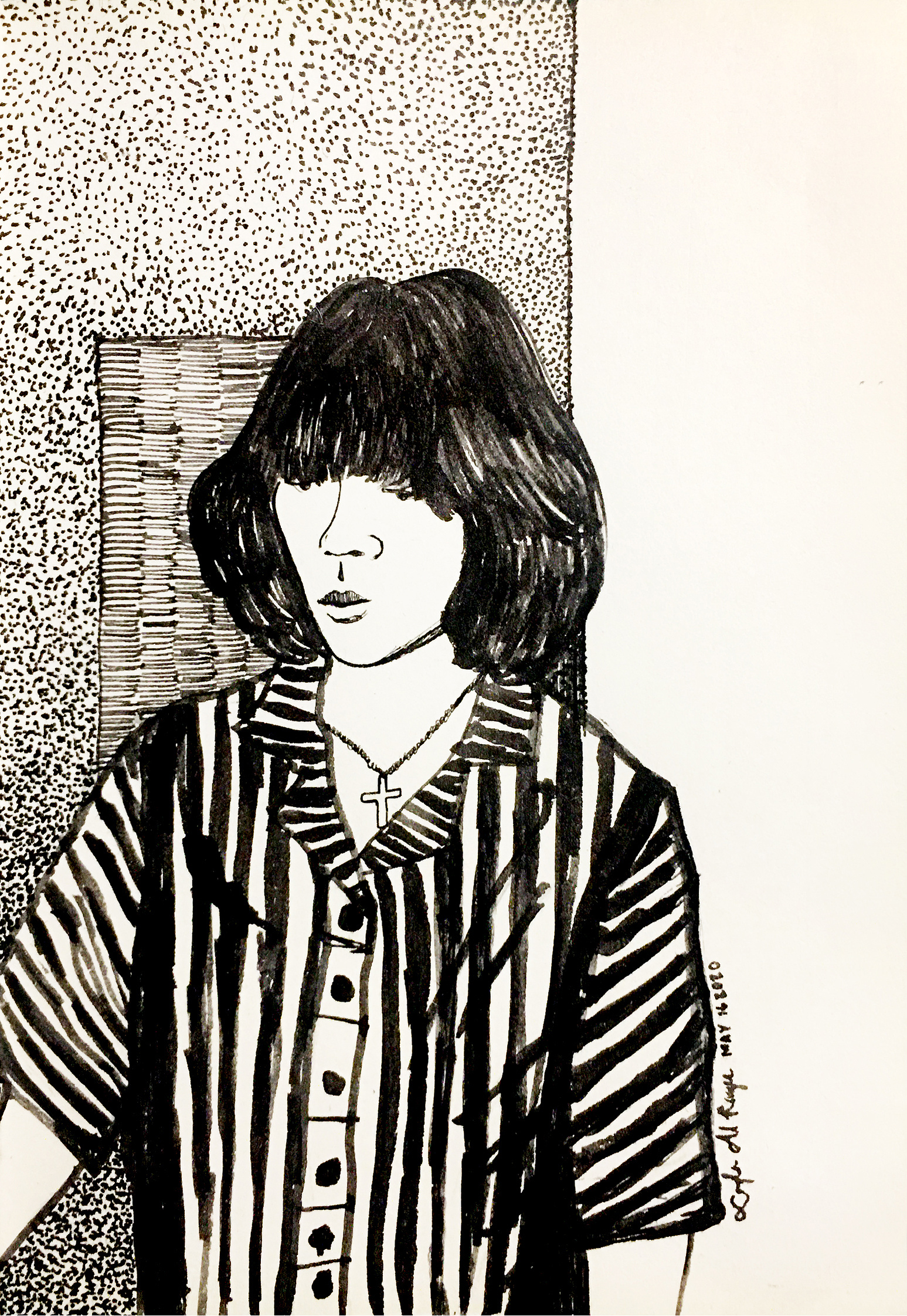 #artinthetimeofcorona #fineart #inkdrawing #contemporaryart #theportraitseries #laylaalrayes