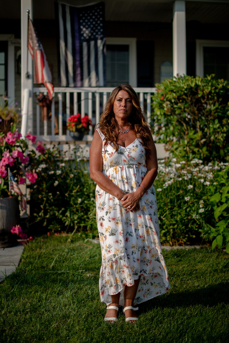 WALL TOWNSHIP, NEW JERSEY- JULY 26, 2021: Val Velazquez-Stetz, 53, is a retired New Jersey Police Officer. Velazquez-Stetz worked for the Jersey City Police Department on 9/11. She and her co-workers took tug boats and ferries across the river to help bri