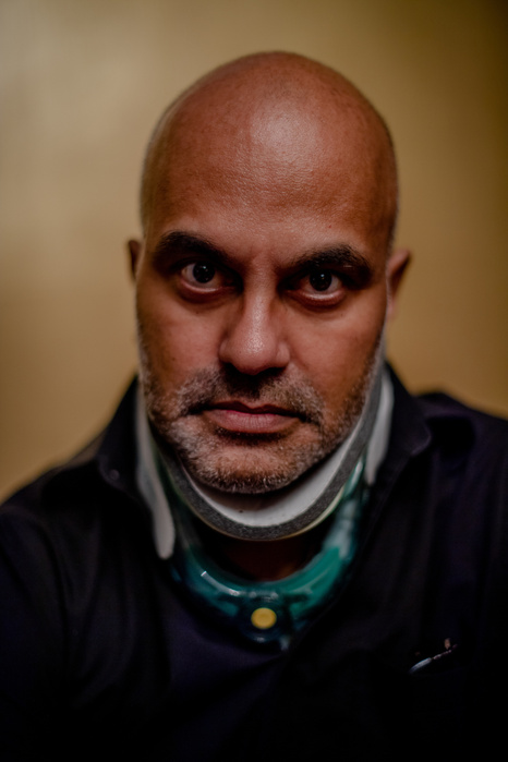 STROUDSBURG, PENNSYLVANIA- AUGUST 6, 2021: Andrew Pillay, 58, worked at a printing and advertising firm in Lower Manhattan when 9/11 happened. He spent the first week following the attack volunteering on the pile and then would have to sift through debris