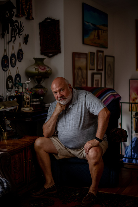 CORTLANDT MANOR, NEW YORK- JULY 8, 2021: Kenneth Muller poses for a portrait at his home. Muller, 62, was diagnosed with 911 related stage 3a RCC Kidney cancer in 2015. He was told that the tumor found on his kidney had been growing for ten years and it w