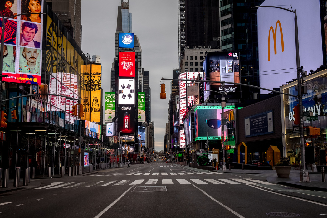 NEW YORK, NEW YORK– MARCH 15, 2020: NYTVIRUS *****HOLD FOR NATIONAL VIRUS-EMPTY please see Morrigan McCarthy before use****
Nearly empty Times Square on Sunday morning due to fears over the Coronavirus.