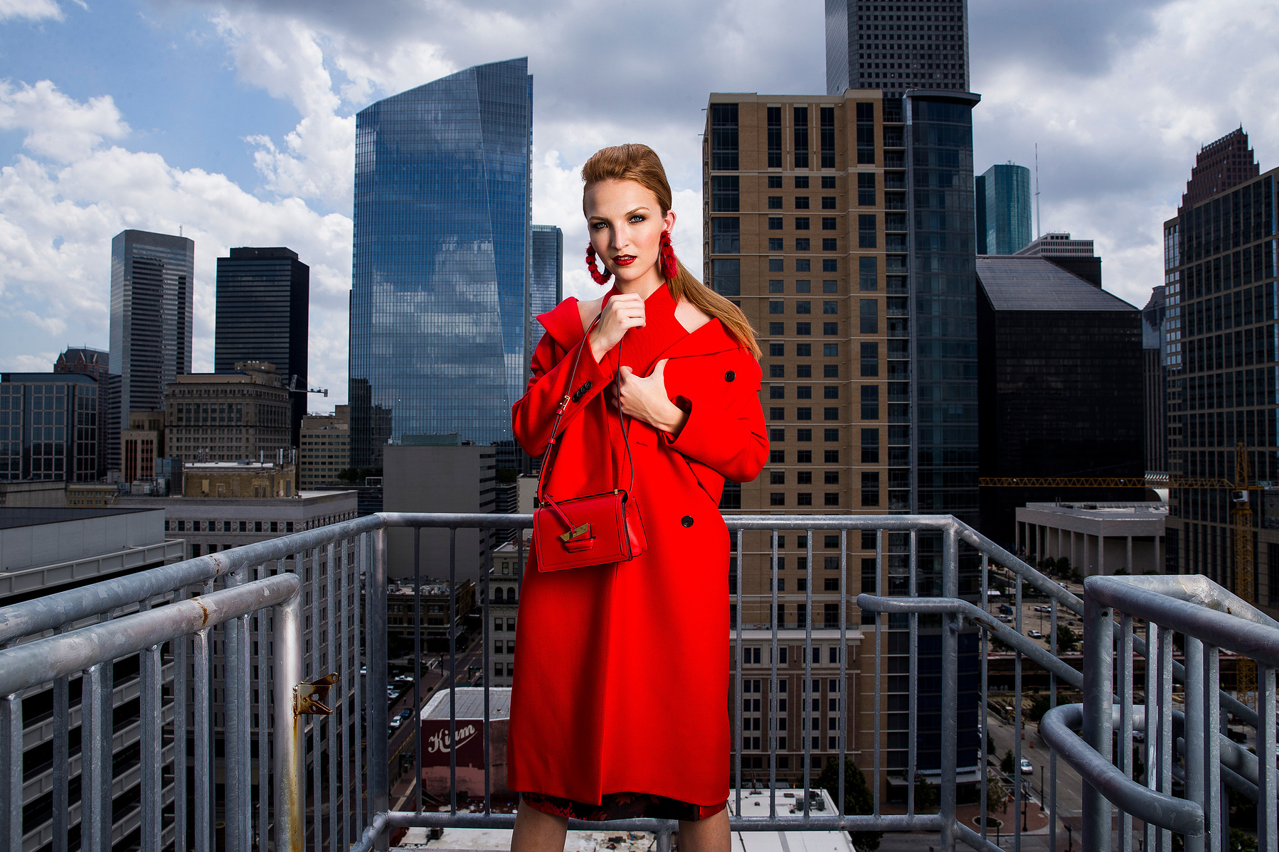 Red is this season's standout color as modeled at Hotel Icon Tuesday, Aug. 1, 2017 in Houston. "It embodies a look-at-me confidence and brings out the boldest side of ones self," Harper's Bazaar senior accessories editor Jennifer Csengody-Novetsky said.