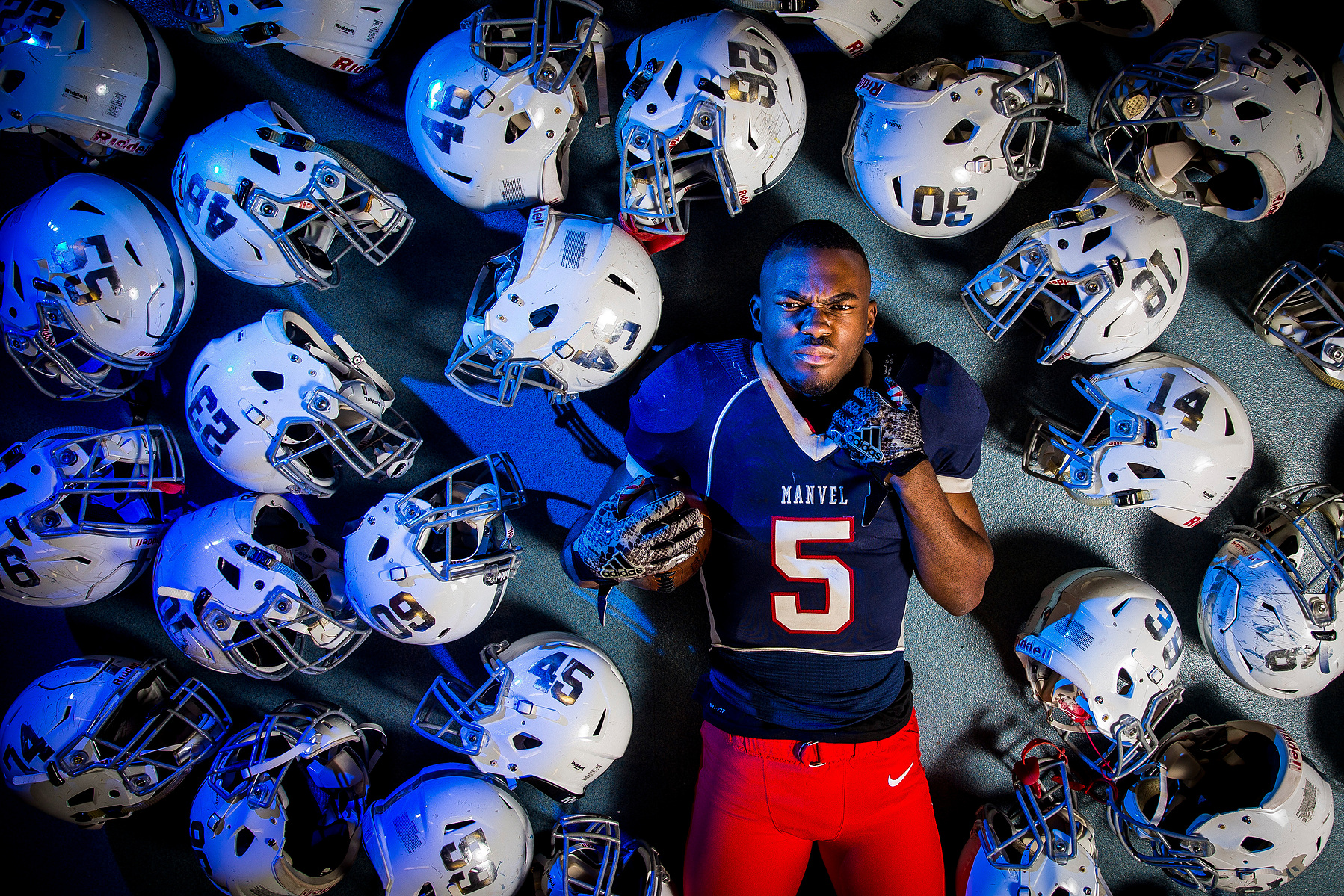 Manvel High School wide receiver Jalen Preston is the All-Greater Houston offensive player of the year Thursday, Dec. 28, 2017 in Manvel.