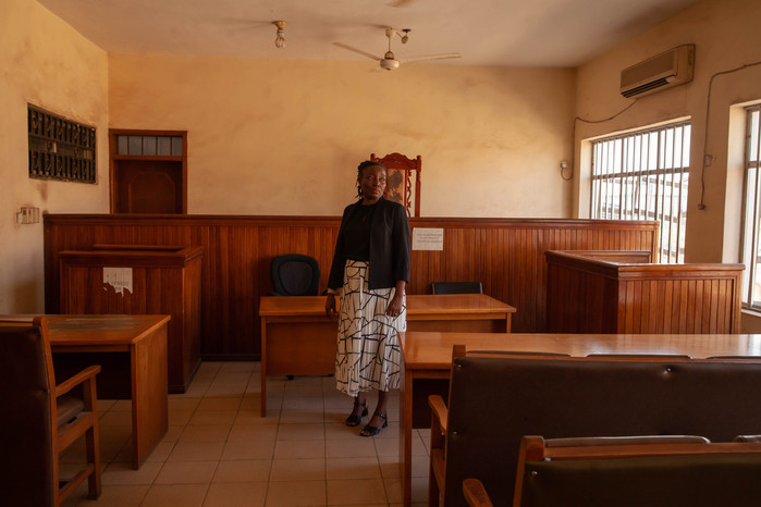 A portrait of Vivian Akpagher, the mother of Keren Happuch in the court room, for more than 3 years Karen’s rapist hasn’t been identified despite all evidence .