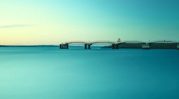 Sun sets at the Lighthouse Pier at Edinburgh 