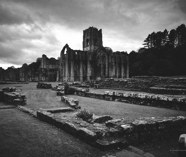 Black and White Fine art photo of Fountains Abbey at Harrogate UK