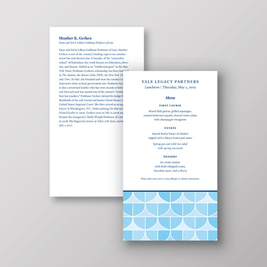 Yale Legacy Partners 2019 menu card