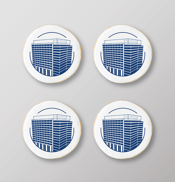 Cookie with 100 College Street illustration