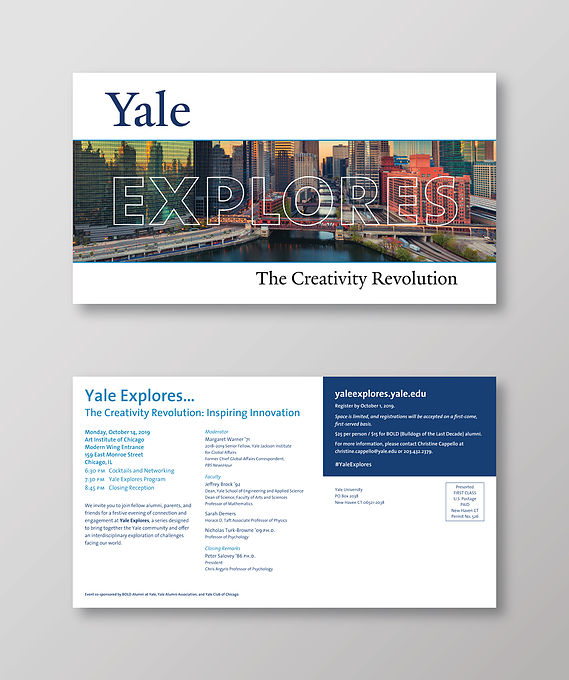 Yale Explores Chicago invitation postcard