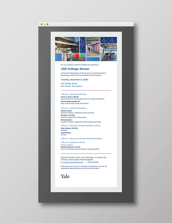 100 College Street opening celebration electronic invitation