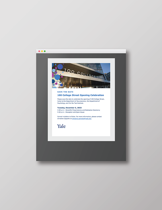 100 College Street opening celebration electronic save the date