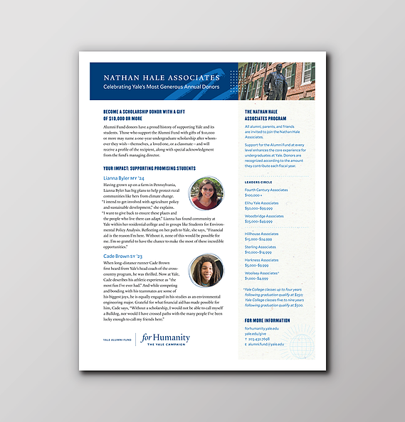 Yale College Nathan Hale Associates one-pager