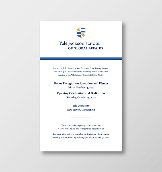 Yale Jackson School of Global Affairs Opening Celebration and Dedication print invitation