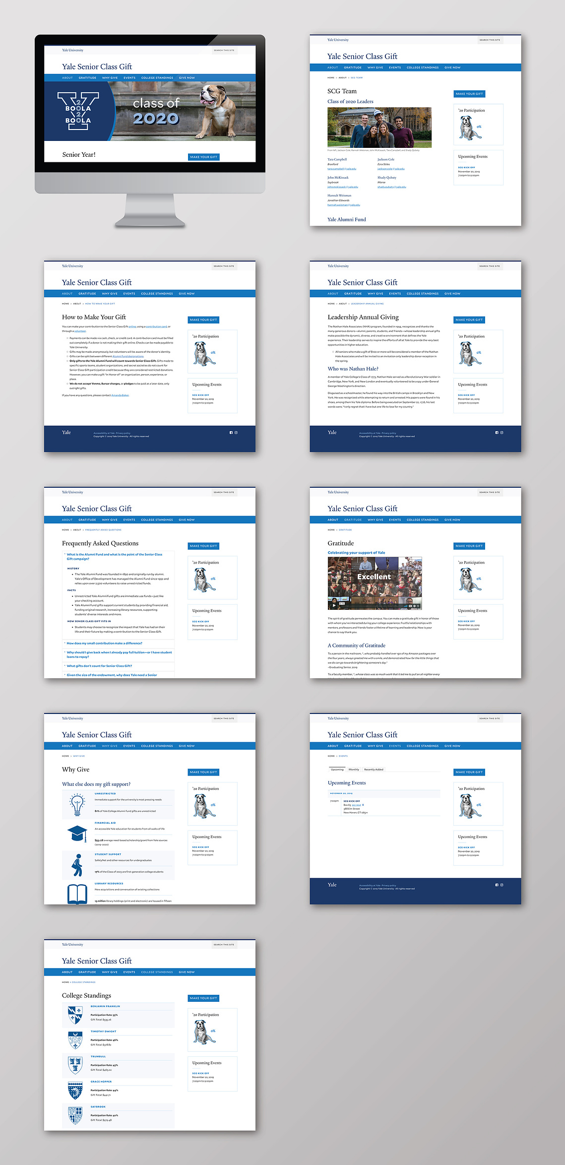 Desktop view of the Yale Senior Class Gift website