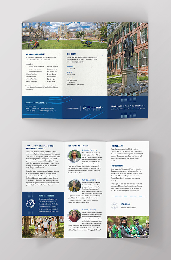 Yale College Alumni Fund Nathan Hale Associates trifold brochure