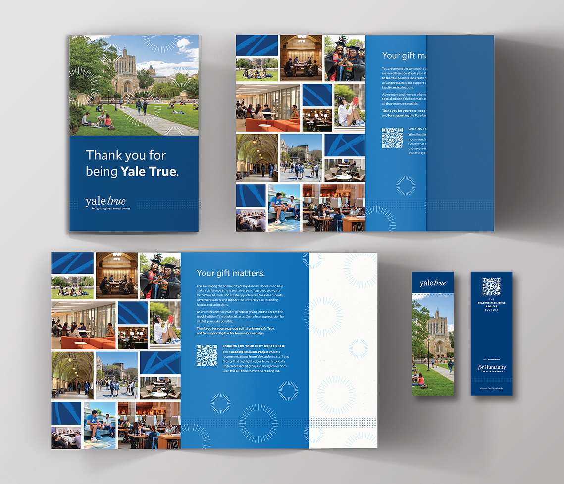 Yale True mailer with a bookmark